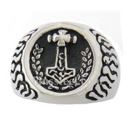 FSR09W96 flame thors hammer ring - Click Image to Close